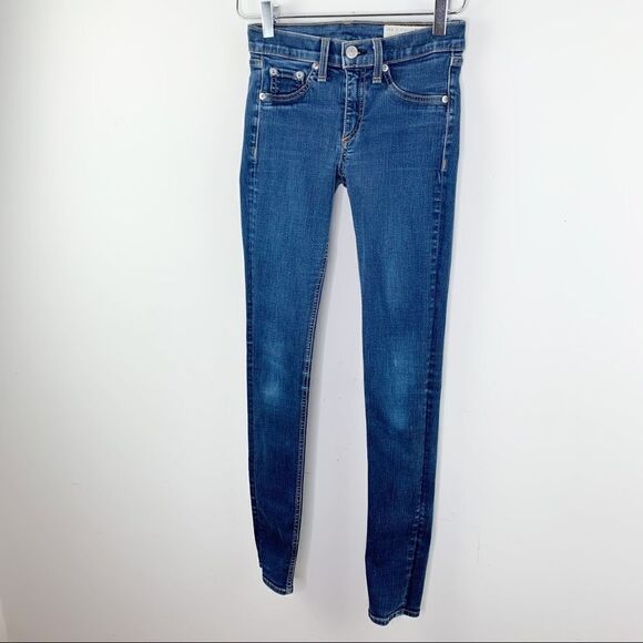 Rag & Bone The Legging Skinny Jeans - Clean Indigo Medium Wash Low-rise Sz 25 - Picture 3 of 16